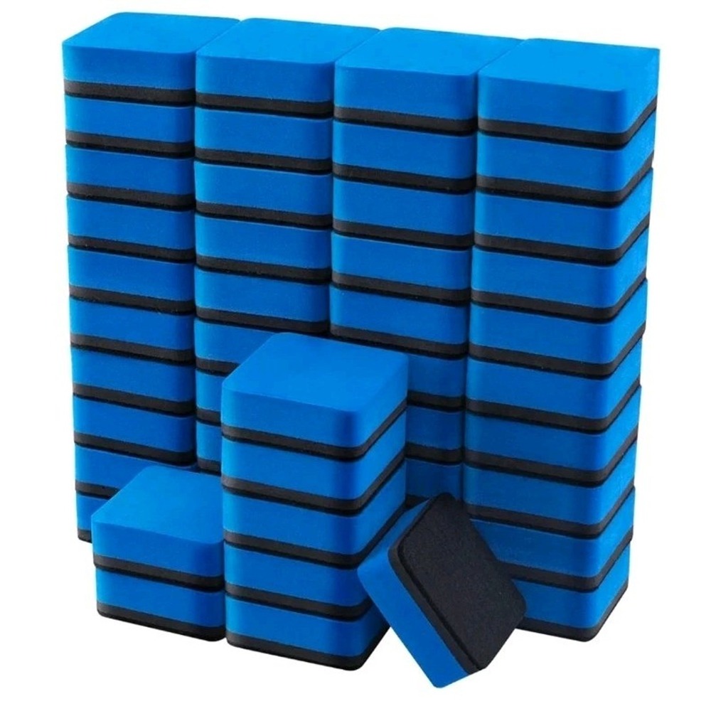 Favourde 48 Pack Magnetic Whiteboard Dry Erase Erasers Blue Chalkboard Cleansers